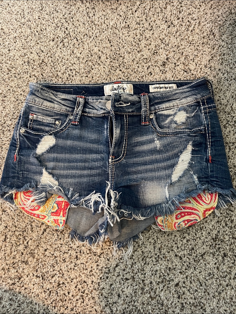 Daytrip Dark Blue Distressed Denim Shorts